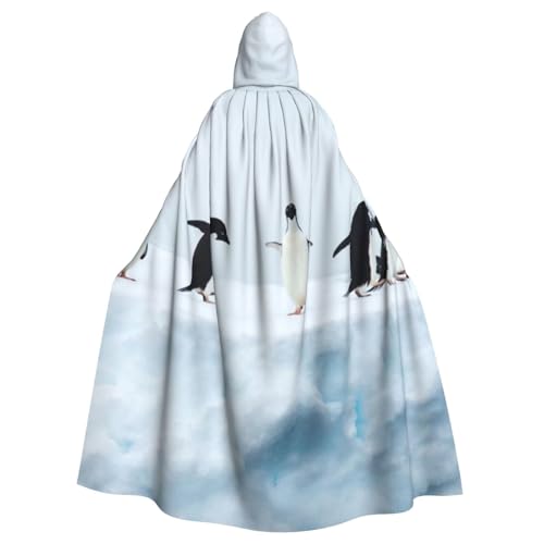HYSDPUZK Halloween-Kapuzenumhang für Unisex-Erwachsene, lustiger Pinguin-Druck, Party- und Cosplay-Umhang von HYSDPUZK