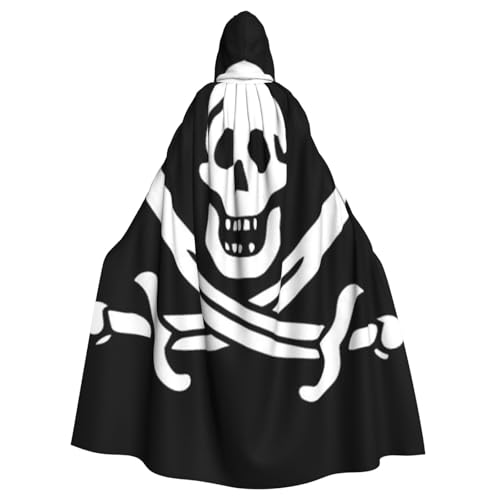 HYSDPUZK Halloween-Kapuzenumhang für Unisex-Erwachsene, lustiger Piratenflaggen-Druck, Party- und Cosplay-Umhang von HYSDPUZK