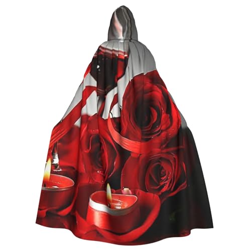 HYSDPUZK Halloween-Kapuzenumhang für Unisex-Erwachsene, lustiger Rotwein-Rosen- und Kerzendruck, Party- und Cosplay-Umhang HYSDPUZK Halloween-Kapuzenumhang für Unisex-Erwachsene, lustiger Rotwein-Rosen- und Kerzendruck, Party- und Cosplay-Umhang von HYSDPUZK