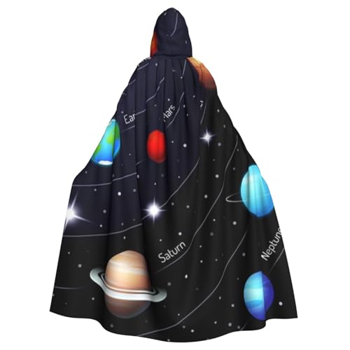 HYSDPUZK Halloween-Kapuzenumhang für Unisex-Erwachsene, lustiger Solar-Galaxie-Druck, Party- und Cosplay-Umhang von HYSDPUZK