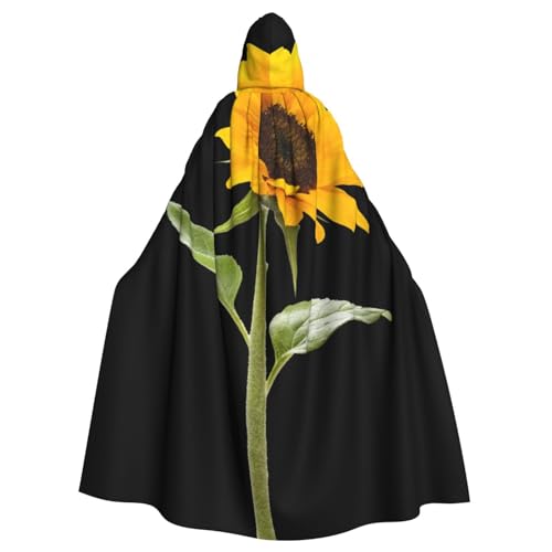 HYSDPUZK Halloween-Kapuzenumhang für Unisex-Erwachsene, lustiger Sonnenblumen-Druck, Party- und Cosplay-Umhang von HYSDPUZK