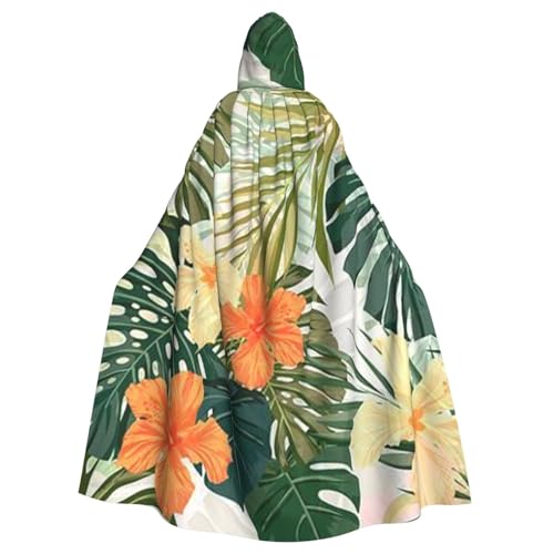 HYSDPUZK Halloween-Kapuzenumhang für Unisex-Erwachsene, lustiger Vegetationsblätter mit Hibiskusblumen-Druck, Party- und Cosplay-Umhang HYSDPUZK Halloween-Kapuzenumhang für Unisex-Erwachsene, lustiger Vegetationsblätter mit Hibiskusblumen-Druck, Party- und Cosplay-Umhang von HYSDPUZK