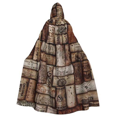 HYSDPUZK Halloween-Kapuzenumhang für Unisex-Erwachsene, lustiger Weinkorkdruck, Party- und Cosplay-Umhang von HYSDPUZK