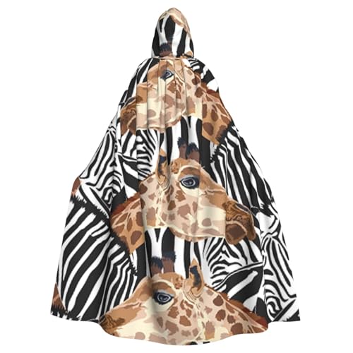HYSDPUZK Halloween-Kapuzenumhang für Unisex-Erwachsene, lustiger Zebra- und Giraffen-Druck, Party- und Cosplay-Umhang HYSDPUZK Halloween-Kapuzenumhang für Unisex-Erwachsene, lustiger Zebra- und Giraffen-Druck, Party- und Cosplay-Umhang von HYSDPUZK