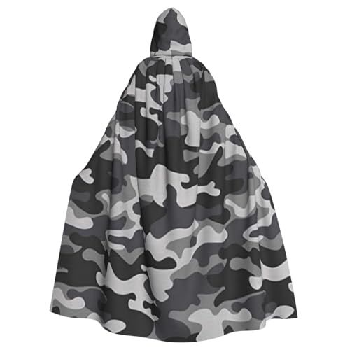 HYSDPUZK Halloween-Kapuzenumhang für Unisex-Erwachsene, lustiger abstrakter Camouflage-Druck, Party- und Cosplay-Umhang von HYSDPUZK