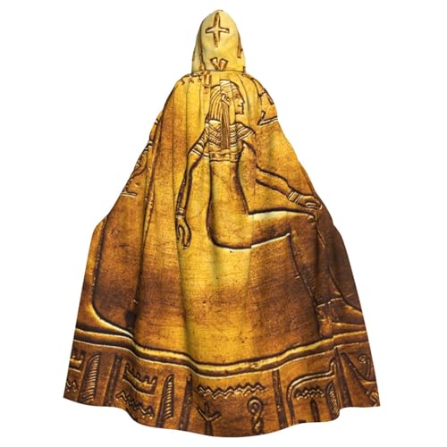HYSDPUZK Halloween-Kapuzenumhang für Unisex-Erwachsene, lustiger ägyptischer Hieroglyphen-Druck, Party- und Cosplay-Umhang von HYSDPUZK