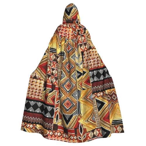 HYSDPUZK Halloween-Kapuzenumhang für Unisex-Erwachsene, lustiger afrikanischer Textil-Patchwork-Druck, Party- und Cosplay-Umhang von HYSDPUZK