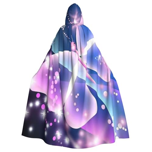 HYSDPUZK Halloween-Kapuzenumhang für Unisex-Erwachsene, lustiger blau-violetter Schmetterlings-Druck, Party- und Cosplay-Umhang von HYSDPUZK