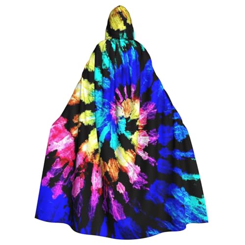 HYSDPUZK Halloween-Kapuzenumhang für Unisex-Erwachsene, lustiger exotischer Stamm, Batik-Stil, Druck, Party- und Cosplay-Umhang von HYSDPUZK