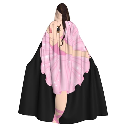 HYSDPUZK Halloween-Kapuzenumhang für Unisex-Erwachsene, lustiger kleiner Ballerina, tanzendes Mädchen, Druck, Party und Cosplay-Umhang ​ von HYSDPUZK