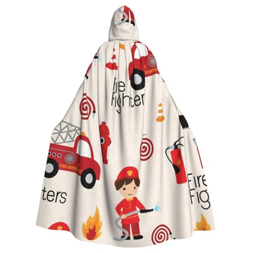 HYSDPUZK Halloween-Kapuzenumhang für Unisex-Erwachsene, lustiger kleiner Jungen und Mädchen im Feuerwehrmann-Druck, Party- und Cosplay-Umhang HYSDPUZK Halloween-Kapuzenumhang für Unisex-Erwachsene, lustiger kleiner Jungen und Mädchen im Feuerwehrmann-Druck, Party- und Cosplay-Umhang von HYSDPUZK