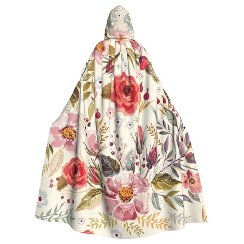 HYSDPUZK Halloween-Kapuzenumhang für Unisex-Erwachsene, lustiger moderner Blumendruck, Party- und Cosplay-Umhang von HYSDPUZK