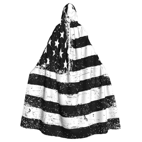 HYSDPUZK Halloween-Kapuzenumhang für Unisex-Erwachsene, lustiger schwarz-weißer amerikanischer Flaggen-Druck, Party- und Cosplay-Umhang HYSDPUZK Halloween-Kapuzenumhang für Unisex-Erwachsene, lustiger schwarz-weißer amerikanischer Flaggen-Druck, Party- und Cosplay-Umhang von HYSDPUZK