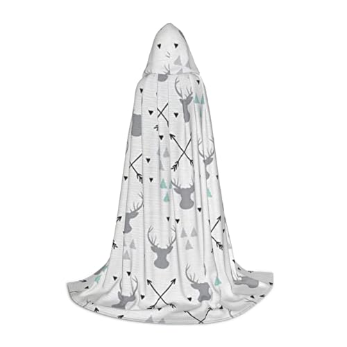 HYSDPUZK Jagdpfeile Dreiecke Hirsch Kapuzenumhang für Teenager, Halloween-Kostüm, Cosplay, Maskerade, Zauberer-Robe von HYSDPUZK