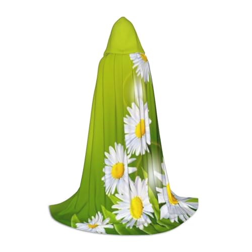 HYSDPUZK Kapuzenumhang mit Blumenmuster und Gänseblümchen für Teenager, Halloween-Kostüm, Cosplay, Maskerade, Zauberer-Bademantel von HYSDPUZK