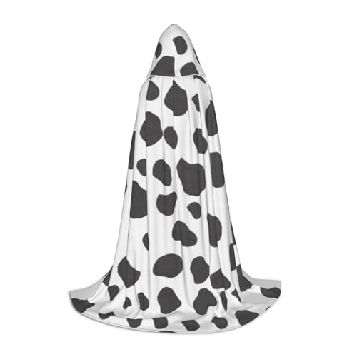 HYSDPUZK Kapuzenumhang mit Kuh-Aufdruck für Teenager, Halloween-Kostüm, Cosplay, Maskerade, Zauberer-Robe von HYSDPUZK