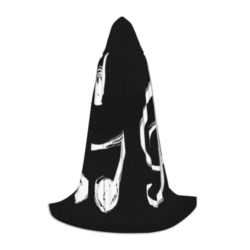HYSDPUZK Kapuzenumhang mit Musiknoten für Teenager, Halloween-Kostüm, Cosplay, Maskerade, Zauberer-Robe von HYSDPUZK