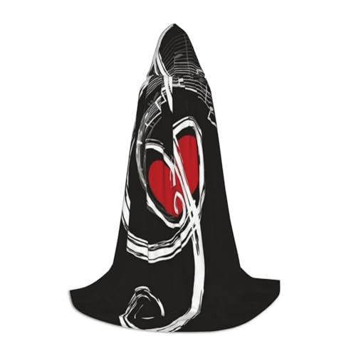 HYSDPUZK Kapuzenumhang mit Musiksymbole für Teenager, Halloween-Kostüm, Cosplay, Maskerade, Zauberer-Robe von HYSDPUZK