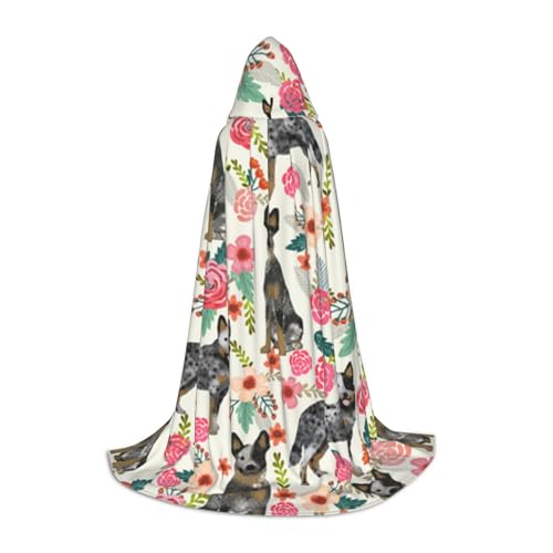 HYSDPUZK Kapuzenumhang mit Rinderhund, Blumenmuster, für Teenager, Halloween-Kostüm, Cosplay, Maskerade, Zauberer-Robe HYSDPUZK Kapuzenumhang mit Rinderhund, Blumenmuster, für Teenager, Halloween-Kostüm, Cosplay, Maskerade, Zauberer-Robe von HYSDPUZK