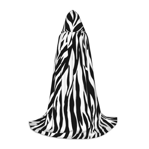 HYSDPUZK Kapuzenumhang mit Zebramuster für Teenager, Halloween-Kostüm, Cosplay, Maskerade, Zauberer-Robe von HYSDPUZK