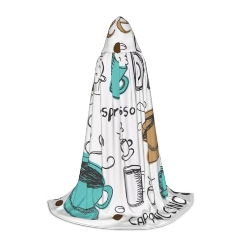 HYSDPUZK Köstlicher Kaffee-Umhang mit Kapuze für Teenager, Halloween-Kostüm, Cosplay, Maskerade, Zauberer-Robe von HYSDPUZK