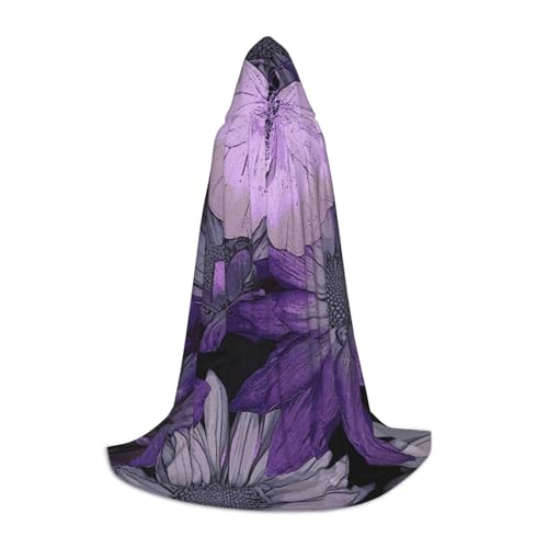 HYSDPUZK Lila Schmetterling Kapuzenumhang für Teenager, Halloween-Kostüm, Cosplay, Maskerade, Zauberer-Robe von HYSDPUZK