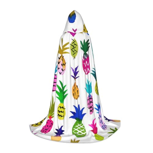 HYSDPUZK Regenbogen-Ananas-Kapuzenumhang für Teenager, Halloween-Kostüm, Cosplay, Maskerade, Zauberer-Robe von HYSDPUZK