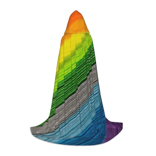 HYSDPUZK Regenbogenfarbener gestreifter Kapuzenumhang für Teenager, Halloween-Kostüm, Cosplay, Maskerade, Zauberer-Bademantel HYSDPUZK Regenbogenfarbener gestreifter Kapuzenumhang für Teenager, Halloween-Kostüm, Cosplay, Maskerade, Zauberer-Bademantel von HYSDPUZK