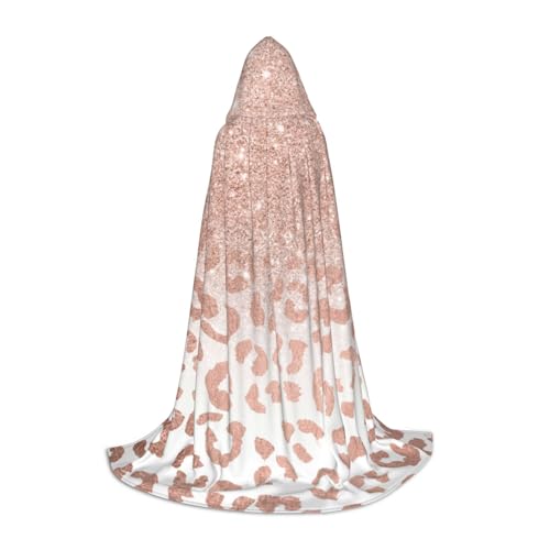 HYSDPUZK Rose-goldener Glitzer-Umhang mit Kapuze für Teenager, Halloween-Kostüm, Cosplay, Maskerade, Zauberer-Robe von HYSDPUZK