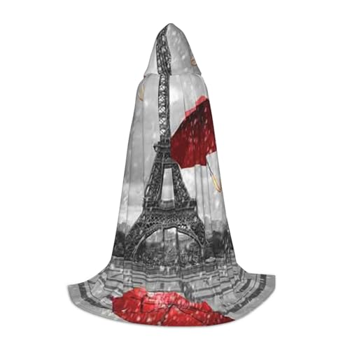 HYSDPUZK Roter Regenschirm mit Kapuze für Teenager, Halloween-Kostüm, Cosplay, Maskerade, Zaubererrobe von HYSDPUZK