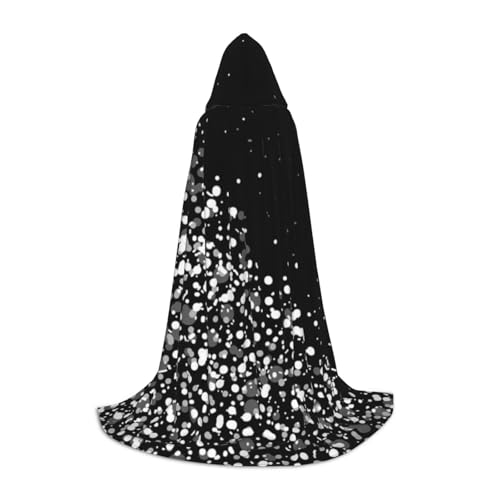 HYSDPUZK Schwarz-weißer Glitzer-Umhang mit Kapuze für Teenager, Halloween-Kostüm, Cosplay, Maskerade, Zauberer-Robe HYSDPUZK Schwarz-weißer Glitzer-Umhang mit Kapuze für Teenager, Halloween-Kostüm, Cosplay, Maskerade, Zauberer-Robe von HYSDPUZK