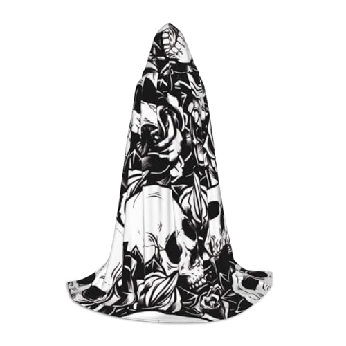 HYSDPUZK Schwarzer Blumen-Totenkopf-Kapuzenumhang für Teenager, Halloween-Kostüm, Cosplay, Maskerade, Zauberer-Robe HYSDPUZK Schwarzer Blumen-Totenkopf-Kapuzenumhang für Teenager, Halloween-Kostüm, Cosplay, Maskerade, Zauberer-Robe von HYSDPUZK