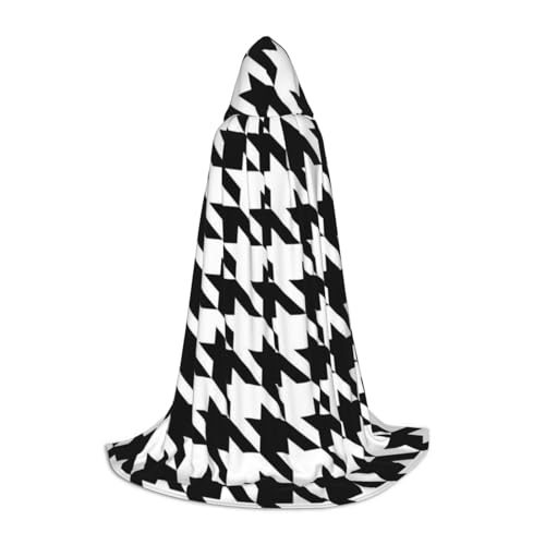 HYSDPUZK Schwarzer Kapuzenumhang mit Hahnentrittmuster für Teenager, Halloween-Kostüm, Cosplay, Maskerade, Zauberer-Robe HYSDPUZK Schwarzer Kapuzenumhang mit Hahnentrittmuster für Teenager, Halloween-Kostüm, Cosplay, Maskerade, Zauberer-Robe von HYSDPUZK