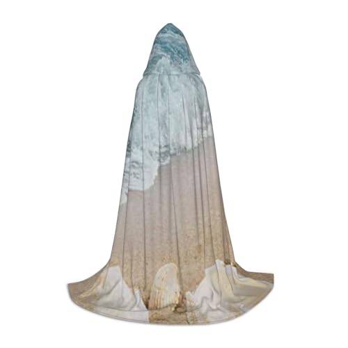 HYSDPUZK Strand-Muschel-Seestern-Umhang mit Kapuze für Teenager, Halloween-Kostüm, Cosplay, Maskerade, Zauberer-Robe von HYSDPUZK