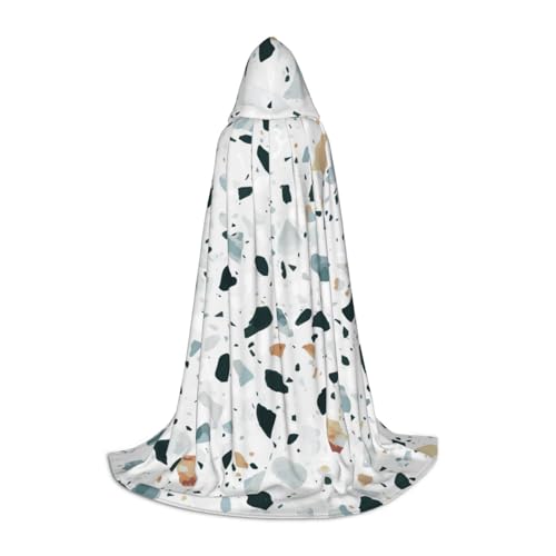 HYSDPUZK Terrazzo Kapuzenumhang aus Marmor, Pastellfarben, für Teenager, Halloween-Kostüm, Cosplay, Maskerade, Zauberer-Robe von HYSDPUZK