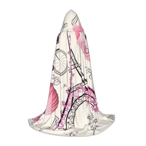 HYSDPUZK The Paris Tower And A Bicycle Hooded Cape For Teens Halloween Costume, Cosplay, Masquerade, Wizard Robe von HYSDPUZK