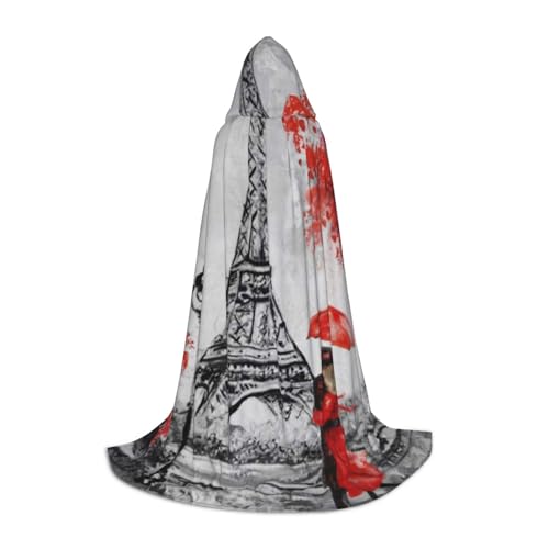 HYSDPUZK Turm Paris Gemälde, Kapuzenumhang für Teenager, Halloween-Kostüm, Cosplay, Maskerade, Zauberer-Robe von HYSDPUZK