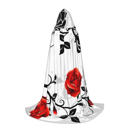 HYSDPUZK Umhang mit Blumenmuster und Blättern, Frühlings-Kapuzenumhang für Teenager, Halloween-Kostüm, Cosplay, Maskerade, Zauberer-Robe von HYSDPUZK