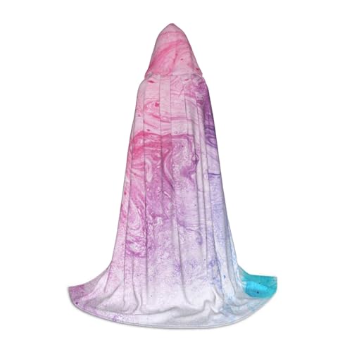 HYSDPUZK Umhang mit Kapuze für Teenager, Halloween, Cosplay, Maskerade, Zauberermantel, bunt, Marmor, Pastellrosa, Blau, Violett von HYSDPUZK