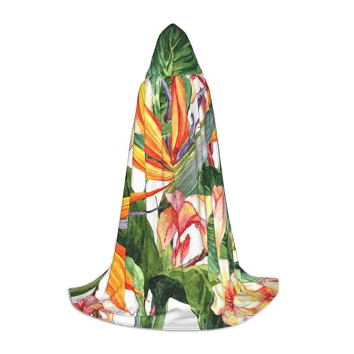 HYSDPUZK Umhang mit bunten Blumen und Kapuze für Teenager, Halloween-Kostüm, Cosplay, Maskerade, Zauberer-Robe von HYSDPUZK
