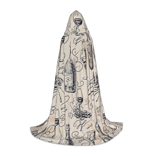 HYSDPUZK Wein- und Weinherstellung, Weinkellerei, Traubenfeld, Kapuzenumhang für Teenager, Halloween-Kostüm, Cosplay, Maskerade, Zauberer-Robe von HYSDPUZK