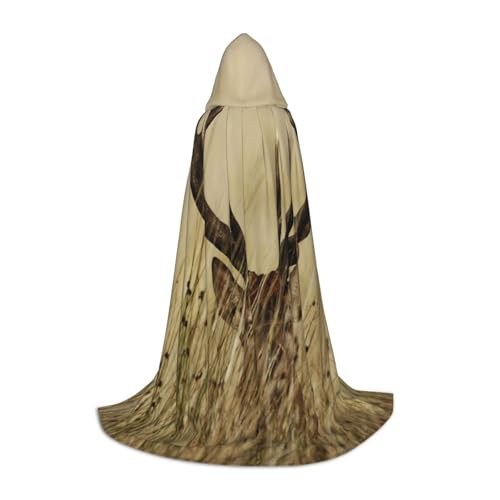 HYSDPUZK Weißschwanz-Hirsch-Kapuzenumhang für Teenager, Halloween-Kostüm, Cosplay, Maskerade, Zauberer-Robe von HYSDPUZK