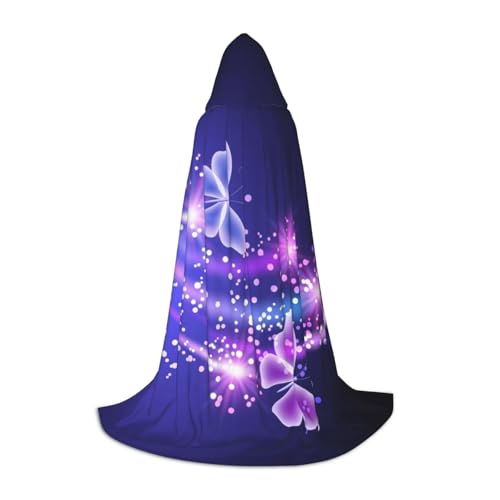 HYSDPUZK Wunderschöner lila Schmetterlings-Umhang mit Kapuze für Teenager, Halloween-Kostüm, Cosplay, Maskerade, Zauberer-Robe von HYSDPUZK