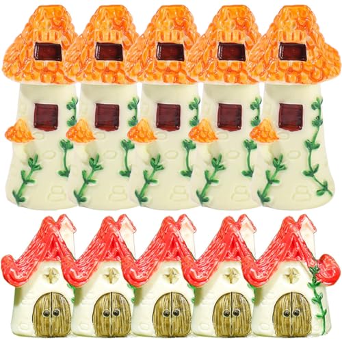 HYTROVE 10Stücke Miniaturharzhaus Rote und Gelbe Fliesenhäuser für DIY Landschaftsdekoration Langlebige Harzfiguren für Terrarien und Wohnräume HYTROVE 10Stücke Miniaturharzhaus Rote und Gelbe Fliesenhäuser für DIY Landschaftsdekoration Langlebige Harzfiguren für Terrarien und Wohnräume von HYTROVE