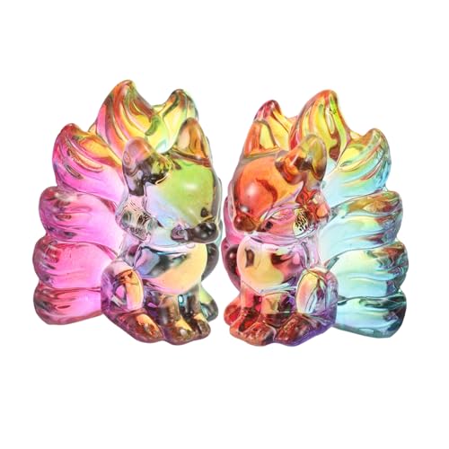 HYTROVE 2 Stück Kristall-fuchsfigur Mit Neun Schwänzen, Mundgeblasenes Glas, Fuchsstatue, Miniatur-tierskulptur, Briefbeschwerer, Ornament Für Heimdekoration HYTROVE 2 Stück Kristall-fuchsfigur Mit Neun Schwänzen, Mundgeblasenes Glas, Fuchsstatue, Miniatur-tierskulptur, Briefbeschwerer, Ornament Für Heimdekoration von HYTROVE
