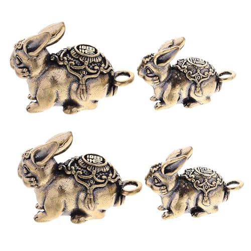 HYTROVE 4 Stück Messing Hase Hasen anhänger bastelzeug bescherung schlüsselhalsband schlüsselarmband Ohren Schlüsselanhänger-Charm Charme für Haushaltskaninchenverzierung zart schmücken von HYTROVE