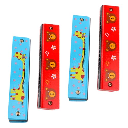 HYTROVE 4 Stück Teiliges Holzharmonika für Cartoon Mundharmonika aus Hochwertigem Holz Geeignet für Kleine Musiker Kreatives Zufälligen Farben Zufällige Farbe Zufällige Farbe von HYTROVE