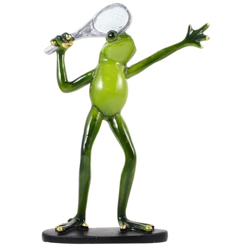 HYTROVE Harz Frosch Figur im Tennis Design Farbenfrohes Deko Ornament für Wohnzimmer und Garten Lustige Tierstatue aus Robustem Kunstharz als von HYTROVE