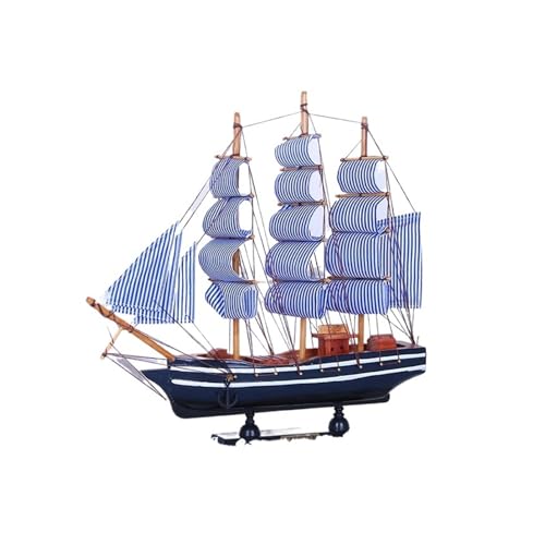 HYTTER 33 cm blaues handgefertigtes Boot, kleines Simulationsboot, Modell, Malerei, Schreibtisch, Massivholz, Fenster, Segelboot, Modell, Handwerk, Ornamente, Bürodekoration von HYTTER