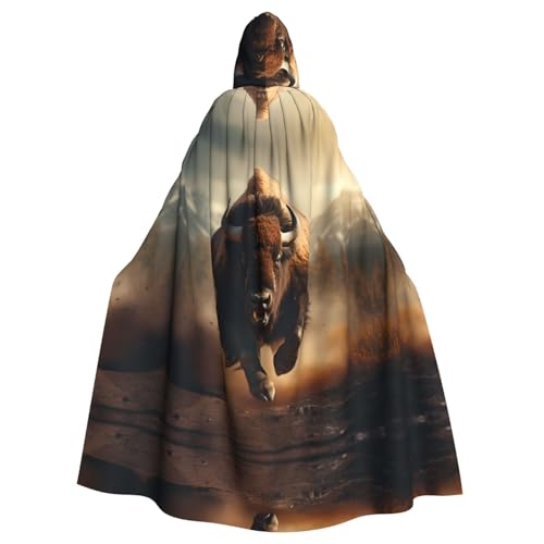 HYTTER Bison Run Prints, Halloween-Poncho mit Kapuze, für Erwachsene, Party-Dekoration, Party, Karneval, Kostüm, pflegeleicht, langlebig HYTTER Bison Run Prints, Halloween-Poncho mit Kapuze, für Erwachsene, Party-Dekoration, Party, Karneval, Kostüm, pflegeleicht, langlebig von HYTTER